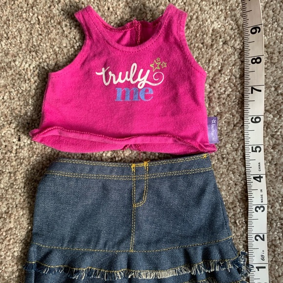 American Girl 18" Doll Retired Outfit Pink Truly Me Tank Top Jean Skirt Headband - Picture 3 of 4